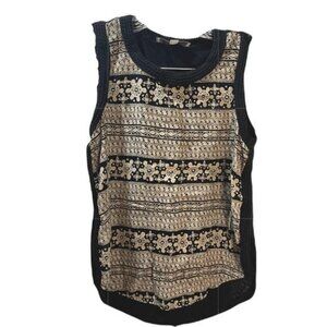 ANN TAYLOR‎ LOFT Knitted Crochet Trim Sleeveless Blouse XS